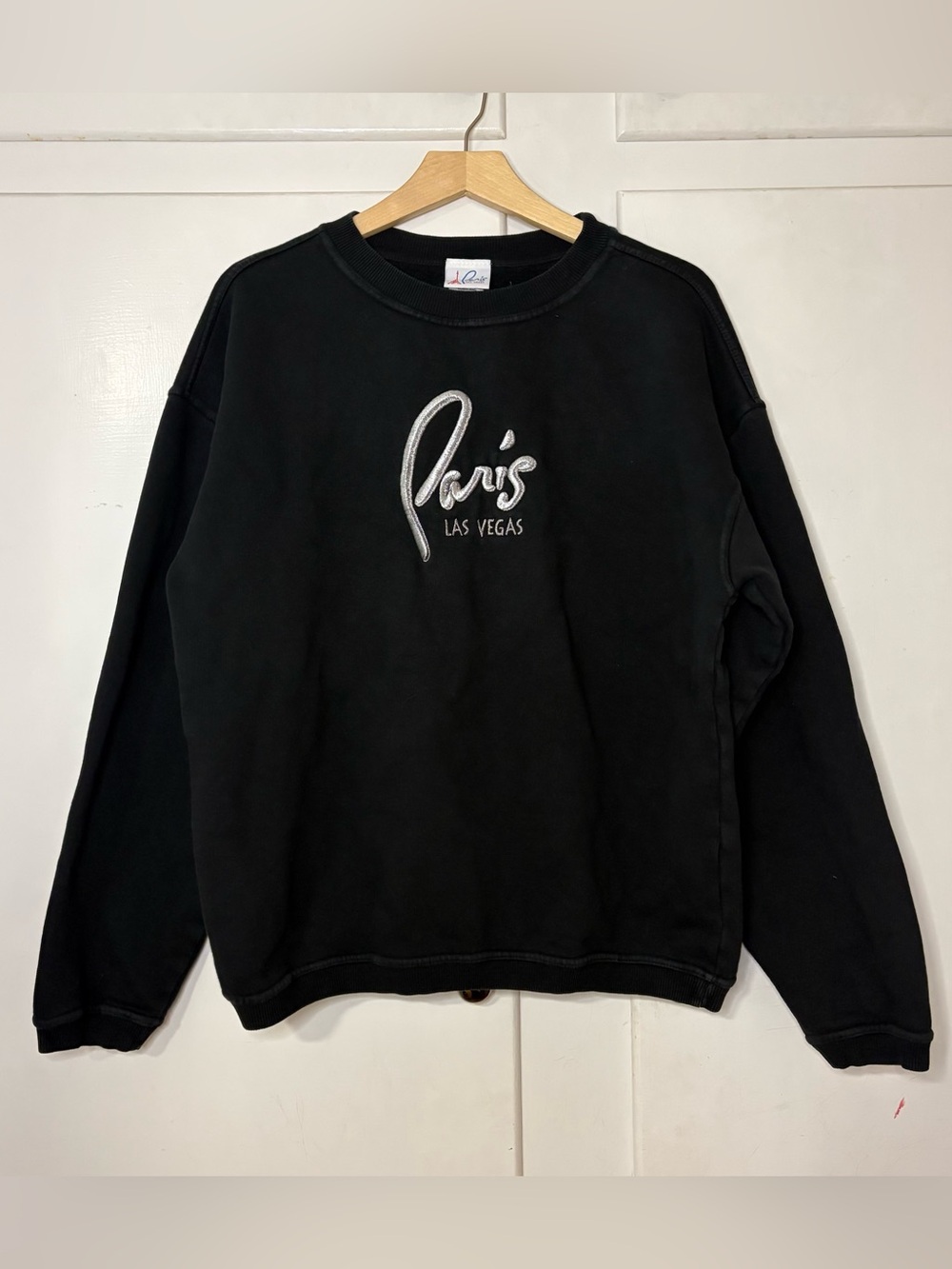 Vintage 90s Paris Las Vegas Black Embroidered Logo Crewneck Sweatshirt